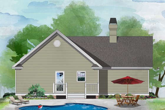 Exterior - Rear Elevation for Ranch House Plan #929-234 - 2 bed, 2 bath