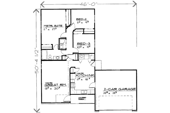 Floor Plan - Main Floor for Traditional House Plan #308-134 - 3 bed, 1 bath