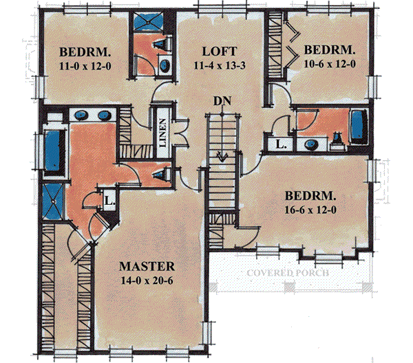 Home Plan - Traditional Floor Plan - Upper Floor Plan #20-1847