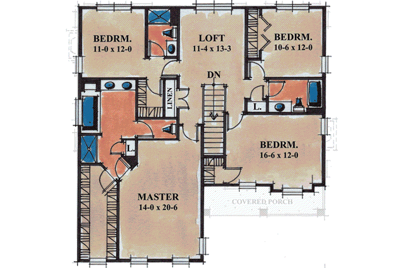 Dream House Plan - Floor Plan - Upper Floor for Traditional House Plan #20-1847 - 4 bed, 3 bath