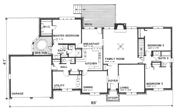Architectural House Design - Southern Floor Plan - Main Floor Plan #30-176