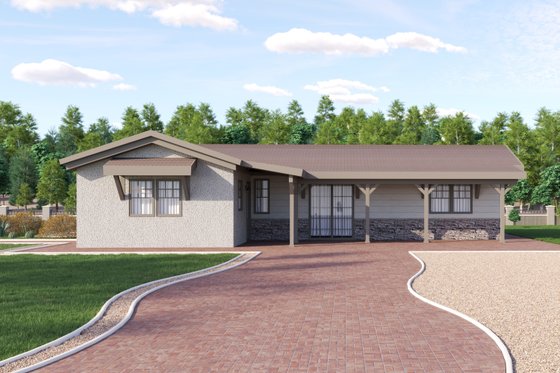 Exterior - Front Elevation 7 for Ranch House Plan #1106-109 - 3 bed, 1 bath