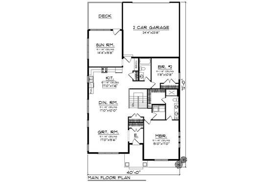 Floor Plan - Main Floor for Cottage House Plan #70-1460 - 2 bed, 2 bath