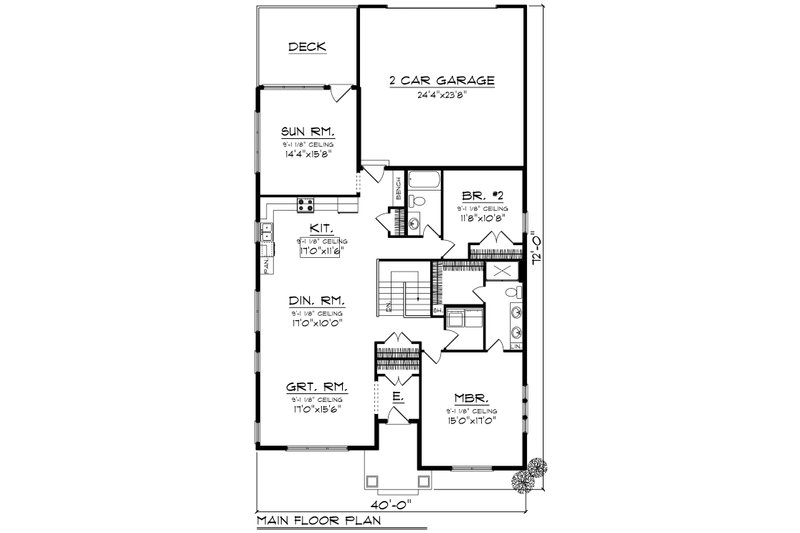 House Design - Floor Plan - Main Floor for Cottage House Plan #70-1460 - 2 bed, 2 bath