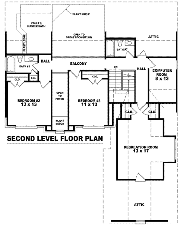 Floor Plan - Upper Floor for European House Plan #81-975 - 3 bed, 3.5 bath
