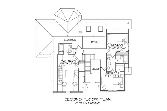 Floor Plan - Upper Floor for Traditional House Plan #1054-72 - 3 bed, 3.5 bath