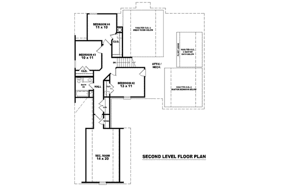 Floor Plan - Upper Floor for European House Plan #81-879 - 4 bed, 2.5 bath