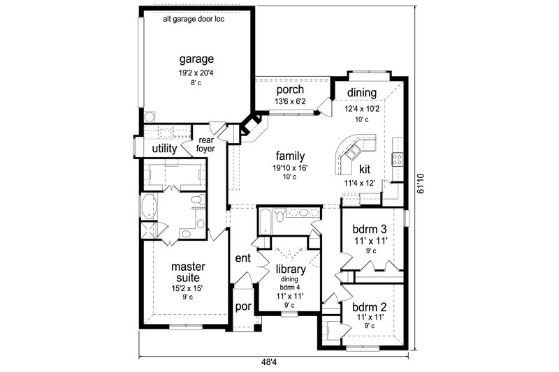 Home Plan - Floor Plan - Main Floor for Traditional House Plan #84-579 - 3 bed, 2 bath