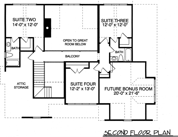 Craftsman Floor Plan - Upper Floor Plan #413-838