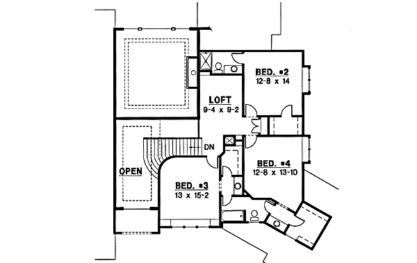 European Floor Plan - Upper Floor Plan #67-194