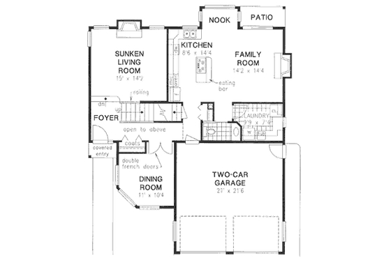 Floor Plan - Main Floor for Traditional House Plan #18-9107 - 3 bed, 2.5 bath