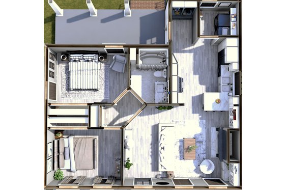 Floor Plan - Main Floor for Barndominium House Plan #44-222 - 2 bed, 1 bath