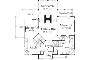 Floor Plan - Main Floor for Cottage House Plan #71-131 - 3 bed, 3.5 bath