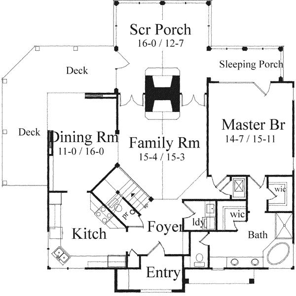 Cottage Floor Plan - Main Floor Plan #71-131
