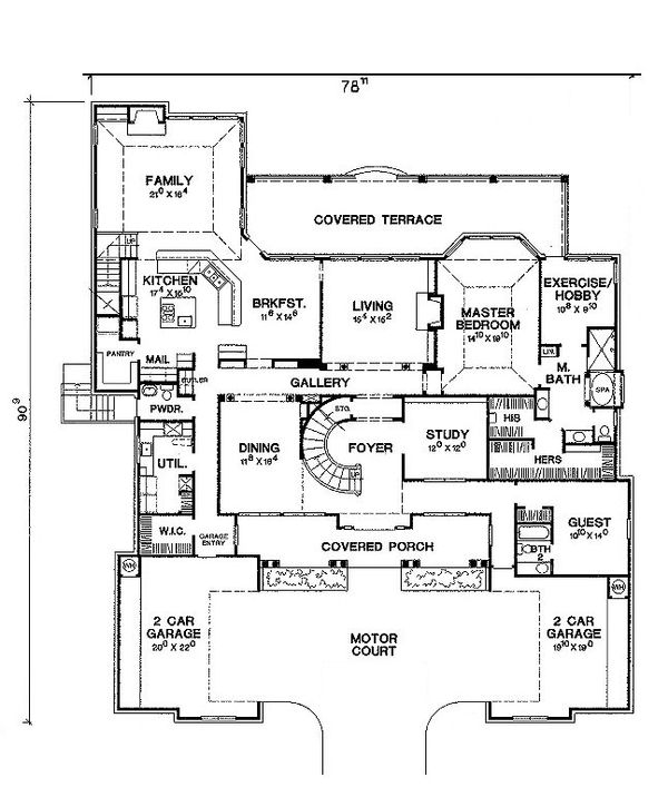 Mediterranean Floor Plan - Main Floor Plan #472-20