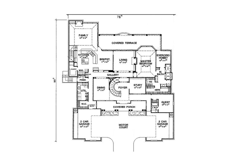 Home Plan - Floor Plan - Main Floor for Mediterranean House Plan #472-20 - 4 bed, 4 bath