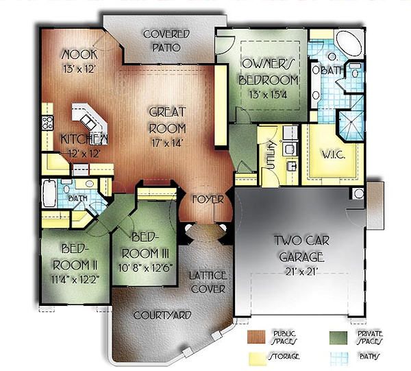 Adobe / Southwestern Floor Plan - Main Floor Plan #24-246