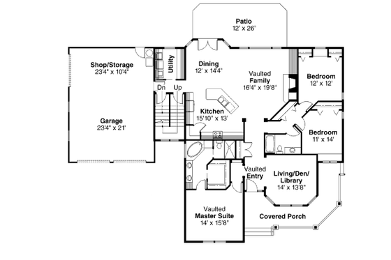 Floor Plan - Main Floor for Country House Plan #124-217 - 3 bed, 2 bath