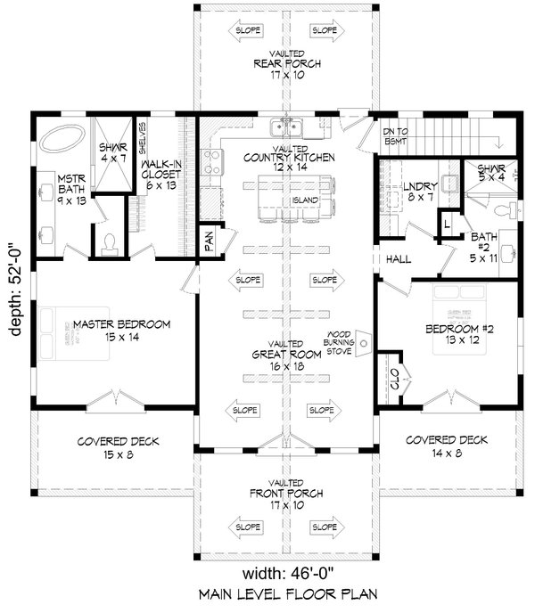 Southern Floor Plan - Main Floor Plan #932-804