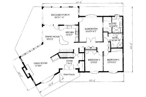 Floor Plan - Main Floor for Traditional House Plan #136-111 - 3 bed, 2 bath