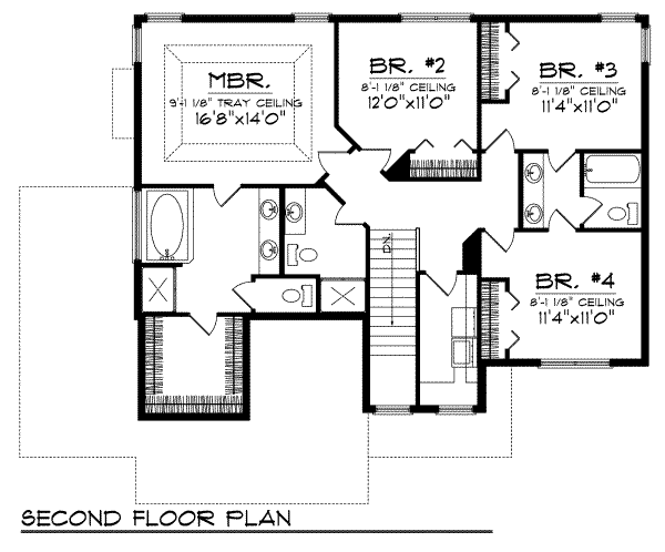 Traditional Floor Plan - Upper Floor Plan #70-735
