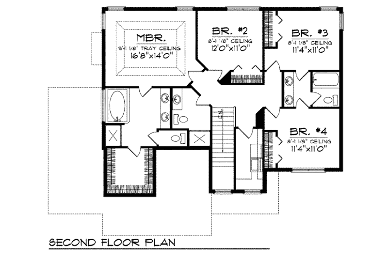 House Plan Design - Floor Plan - Upper Floor for Traditional House Plan #70-735 - 4 bed, 3.5 bath