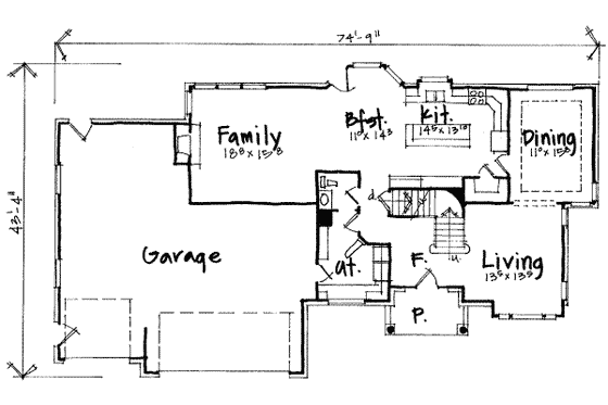 Floor Plan - Main Floor for Traditional House Plan #308-224 - 3 bed, 2.5 bath