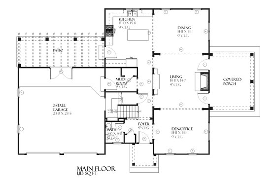 Floor Plan - Main Floor for Tudor House Plan #901-98 - 3 bed, 3.5 bath
