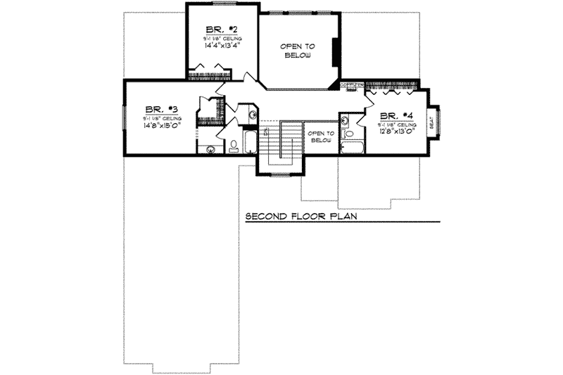 Home Plan - Floor Plan - Upper Floor for European House Plan #70-736 - 4 bed, 3.5 bath