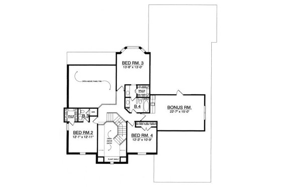 Floor Plan - Upper Floor for European House Plan #40-399 - 4 bed, 3.5 bath