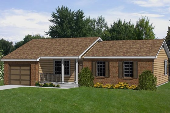 Exterior - Front Elevation for Ranch House Plan #116-203 - 3 bed, 2 bath