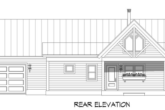 Exterior - Rear Elevation 1 for Southern House Plan #932-945 - 2 bed, 2 bath