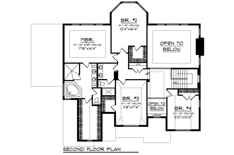 Architectural House Design - Floor Plan - Upper Floor for Craftsman House Plan #70-1253 - 4 bed, 2.5 bath