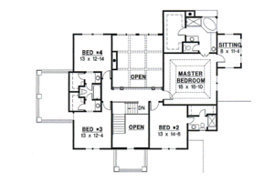 Floor Plan - Upper Floor for Mediterranean House Plan #67-602 - 5 bed, 4 bath