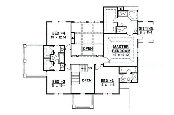 Floor Plan - Upper Floor for Mediterranean House Plan #67-602 - 5 bed, 4 bath