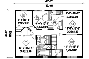 Floor Plan - Main Floor for Country House Plan #25-4842 - 2 bed, 1 bath