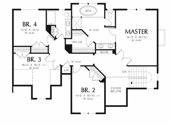 Craftsman Floor Plan - Upper Floor Plan #48-539