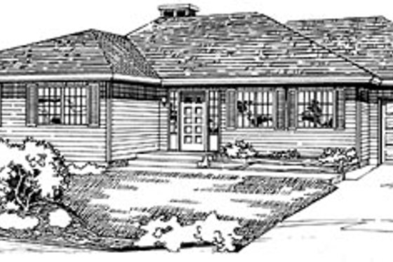 Exterior - Front Elevation for Ranch House Plan #47-170 - 3 bed, 2 bath