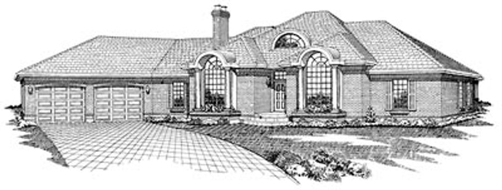 Exterior - Front Elevation 2 for European House Plan #47-196 - 4 bed, 4 bath