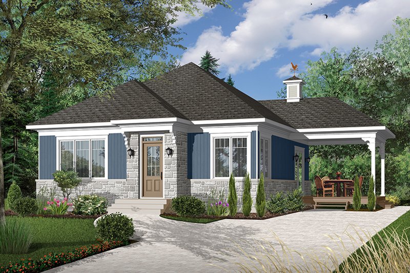 House Blueprint - Exterior - Front Elevation 3 for Modern House Plan #23-2661 - 2 bed, 1 bath