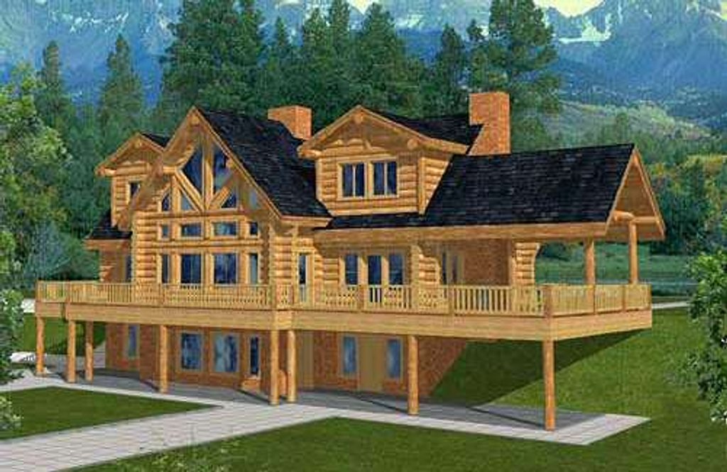 Log Style House Plan - 4 Beds 3.5 Baths 4565 Sq/Ft Plan #117-401