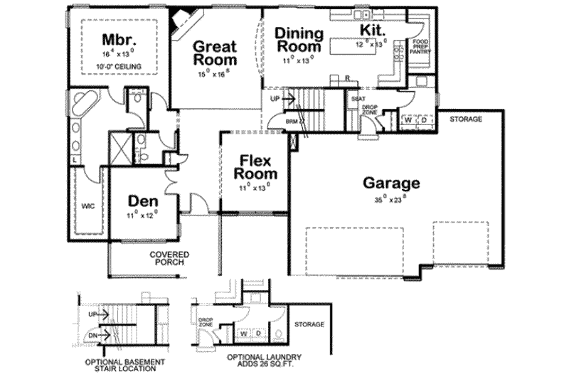 Architectural House Design - Floor Plan - Main Floor for Traditional House Plan #20-1787 - 4 bed, 4 bath