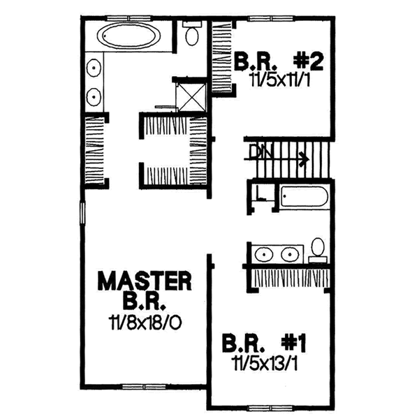 Traditional Floor Plan - Upper Floor Plan #50-212