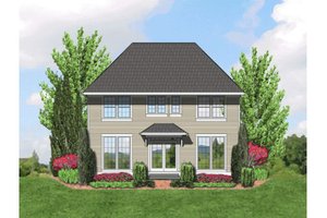 Exterior - Rear Elevation for European House Plan #48-401 - 4 bed, 2.5 bath