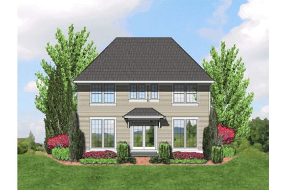 Exterior - Rear Elevation for European House Plan #48-401 - 4 bed, 2.5 bath