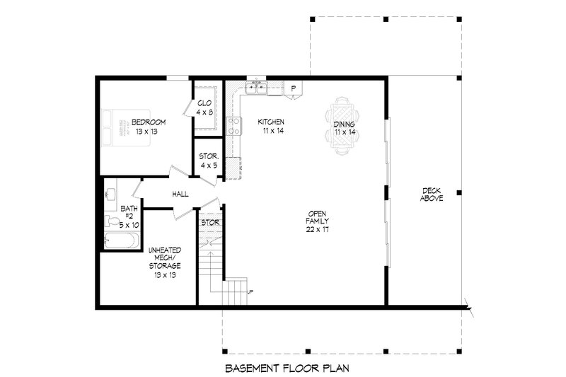 Home Plan - Floor Plan - Lower Floor for Country House Plan #932-611 - 2 bed, 2 bath