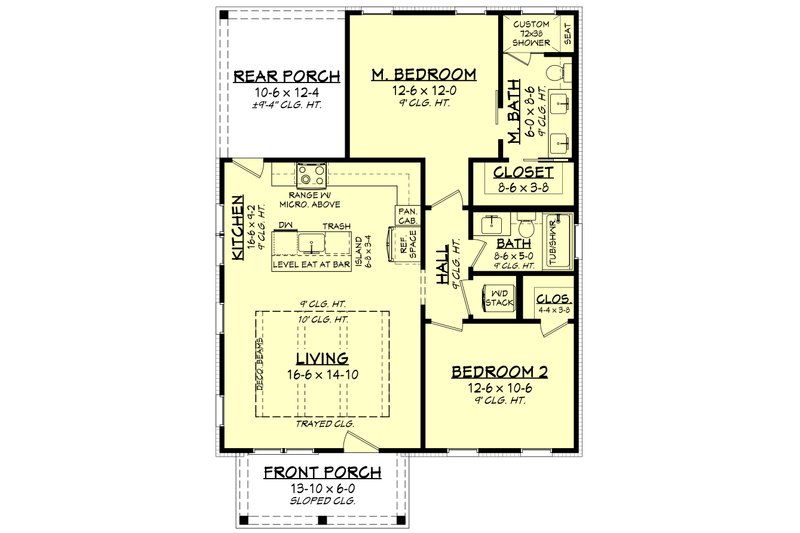 Home Plan - Floor Plan - Main Floor for Country House Plan #430-317 - 2 bed, 2 bath