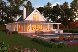 Modern Farmhouse style plan, modern design home, rear elevation