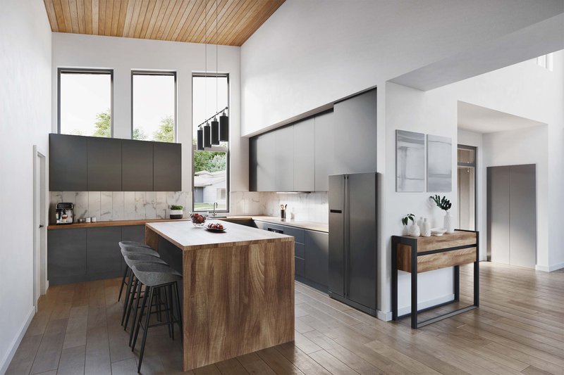 House Blueprint - Interior - Kitchen for Contemporary House Plan #924-19 - 3 bed, 2 bath