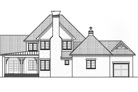 Exterior - Rear Elevation for European House Plan #413-828 - 4 bed, 3.5 bath